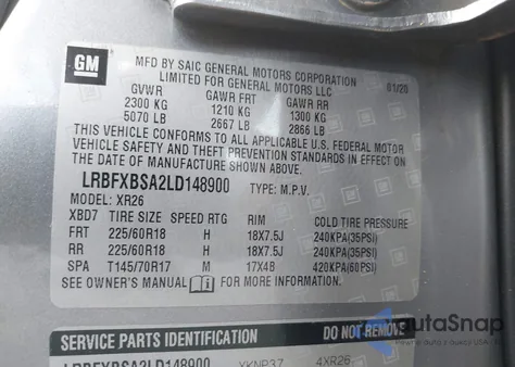 2020 Buick Envision Fwd Preferred z USA, uszkodzony, nr VIN LRBFXBSA2LD148900